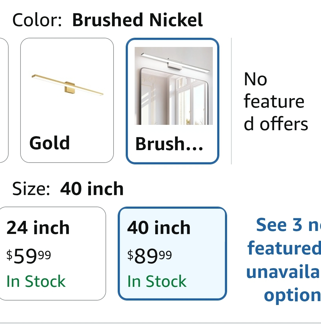 40" Brushed Nickel Vanity Light for Bathroom Metal Acrylic Modern LED Bathroom Light Fixtures Brushed Nickel - Image 12