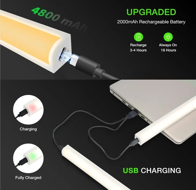 Under Cabinet Lights Remote Control, 2 Pack Magnetic Dimmable Closet Lights, USB Rechargeable Wireless LED Shop Light - Image 5