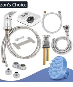 Shampoo Bowl Sprayer Hose Replacement with Faucet Vacuum Breaker Kit Hair Shampoo Brush, 1/4" Nut Professional Salon Sink Stainless Steel Hose