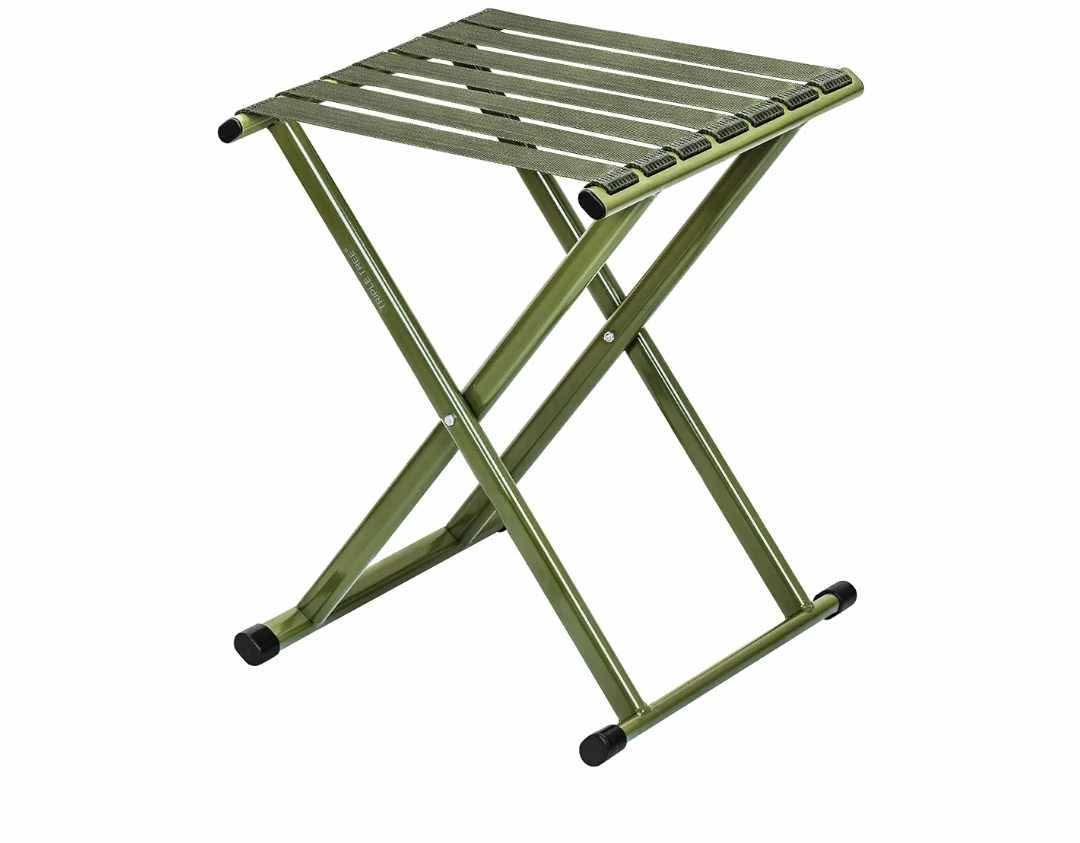 TRIPLE TREE Folding Stool 17.8" Height Heavy Duty Camping Stool Outdoor Portable Chair Hold up to 600 lbs