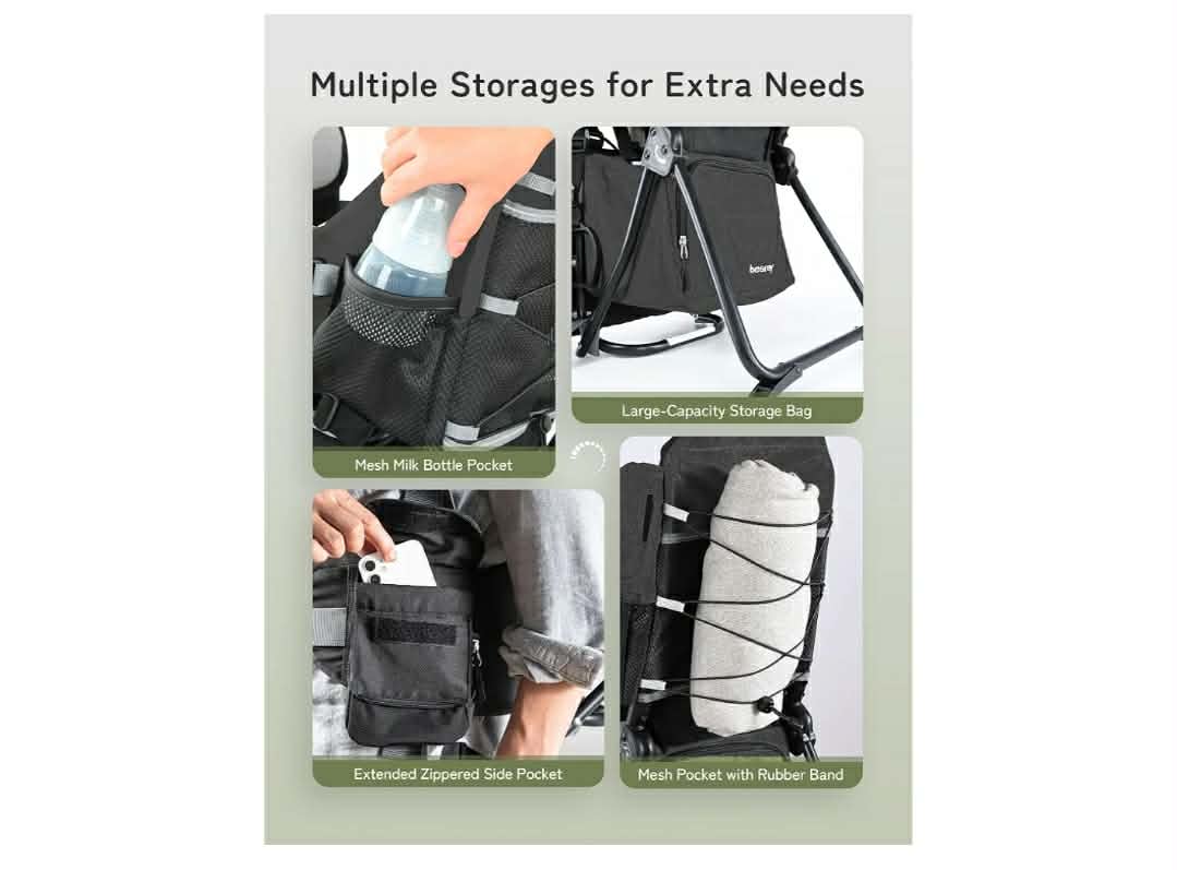 Baby Toddler Carrier Hiking Backpack w Safety 3-Height Seat, Adjustable Straps & Waist Belt, Foldable Frame Lightweight - Image 9