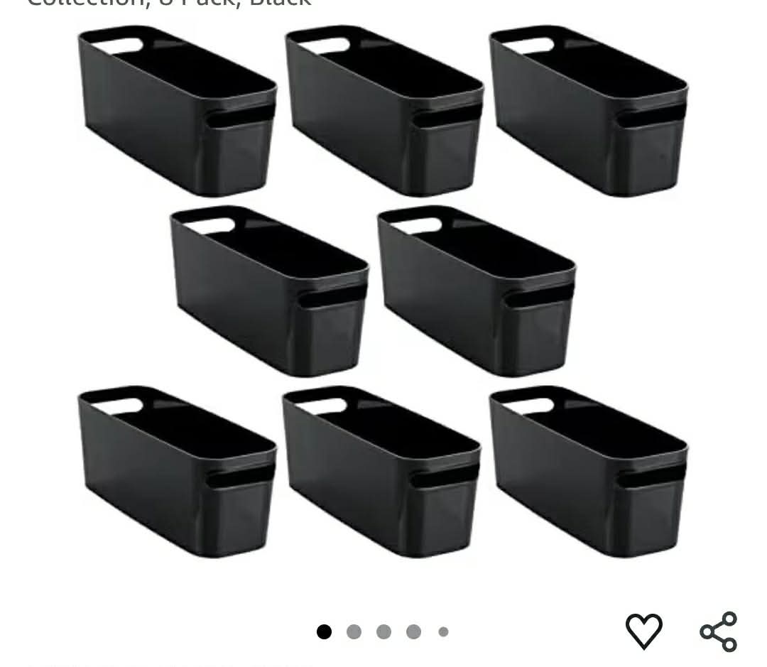 8pk Large Plastic Storage Bin with Handles - Image 2