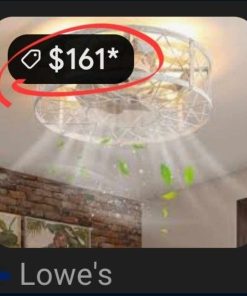 Alternative view of 20" Retro Ceiling Fans with Lights and Remote, Bladeless Caged Ceiling Fan with Remote