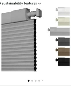 No Drill No Tools Blackout Cellular Shades Cordless Easy Install Honeycomb Blinds Thermal Insulated Noise Reduction Blinds, Blackout-Light Gray, 41.5" W x 48" H