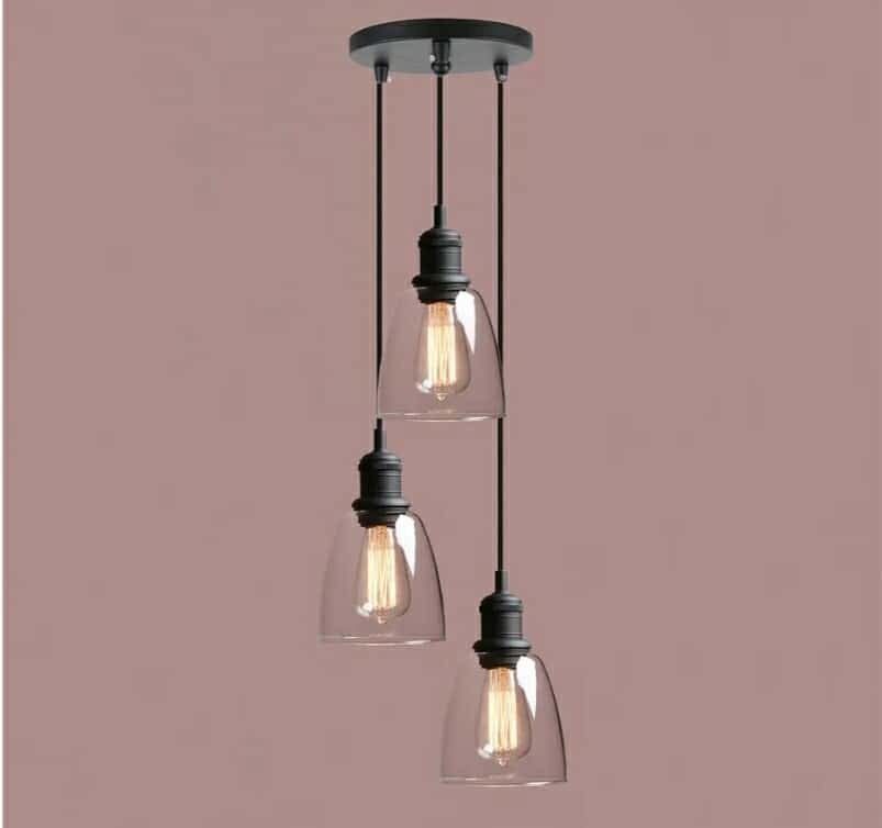 Light Vintage Industrial Chandelier Pendant Light with Glass Shad - Image 9