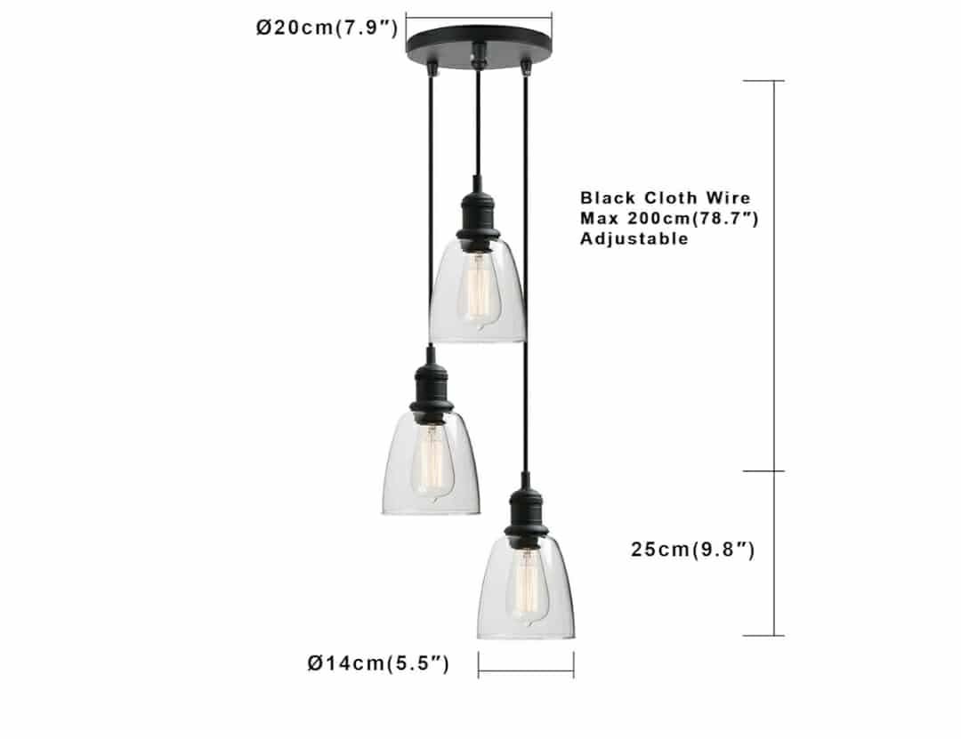 Light Vintage Industrial Chandelier Pendant Light with Glass Shad - Image 8