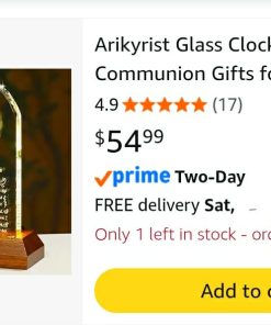 Alternative view of First 1st Communion Baptism Gift, Crystal Keepsake Christening Christian Ideas, Glass Clock First Holy Communion Gifts Catholic