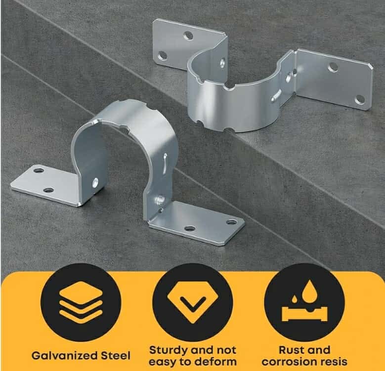 20 PCS Fence Post Brackets, 2-3/8 Steel to Wood Fence Bracket, Fence Brackets - Image 7