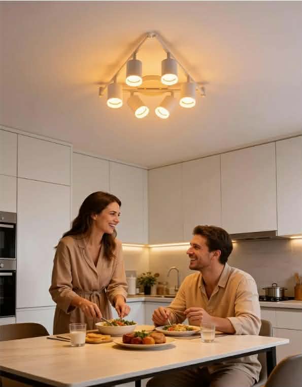 Track Lighting Fixtures Ceiling Mount for Kitchen, White 6 Way LED Spot Lights Indoor, Flexible Modern Track Light - Image 7
