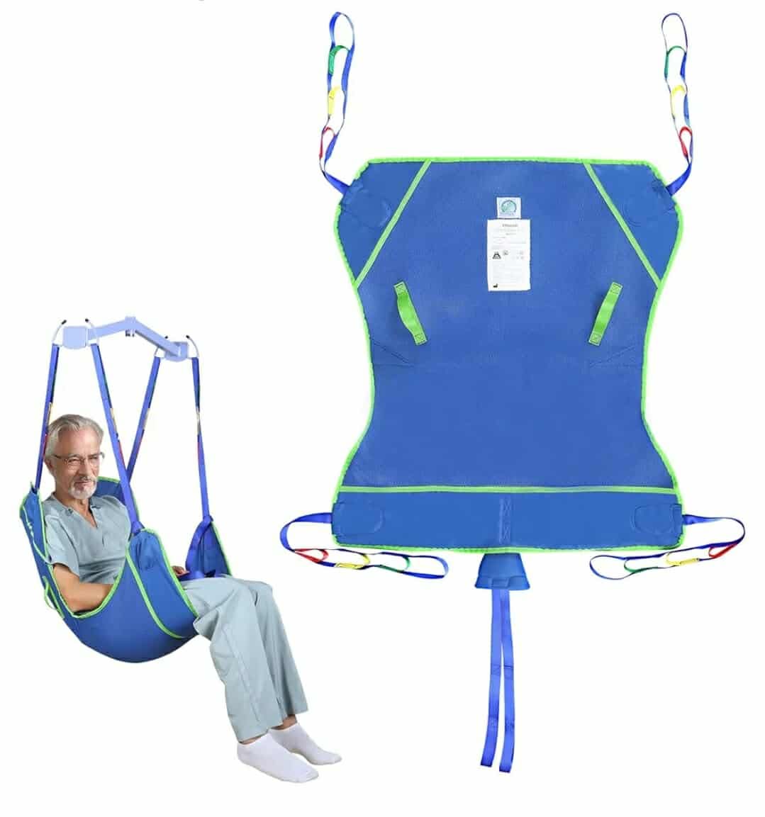 Universal Full Body Patient Lift Sling, Thickened Medical Sling for Transfer, Bed Positioning and Lifting, Transfer Sling for Elderly, Disabled, Bedridden- 500LBS (Blue, Large)