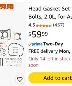 Alternative view of Head Gasket Set with Bolts, 2.0L, for Audi A4, Q5, A6, A3, A5, TT Quattro, for Volkswagen Tiguan CC Eos GTI Beetle Passat, 2008-2013, 2.0L DOHC Turbocharged, HS26455PT ES72310 (64pcs)