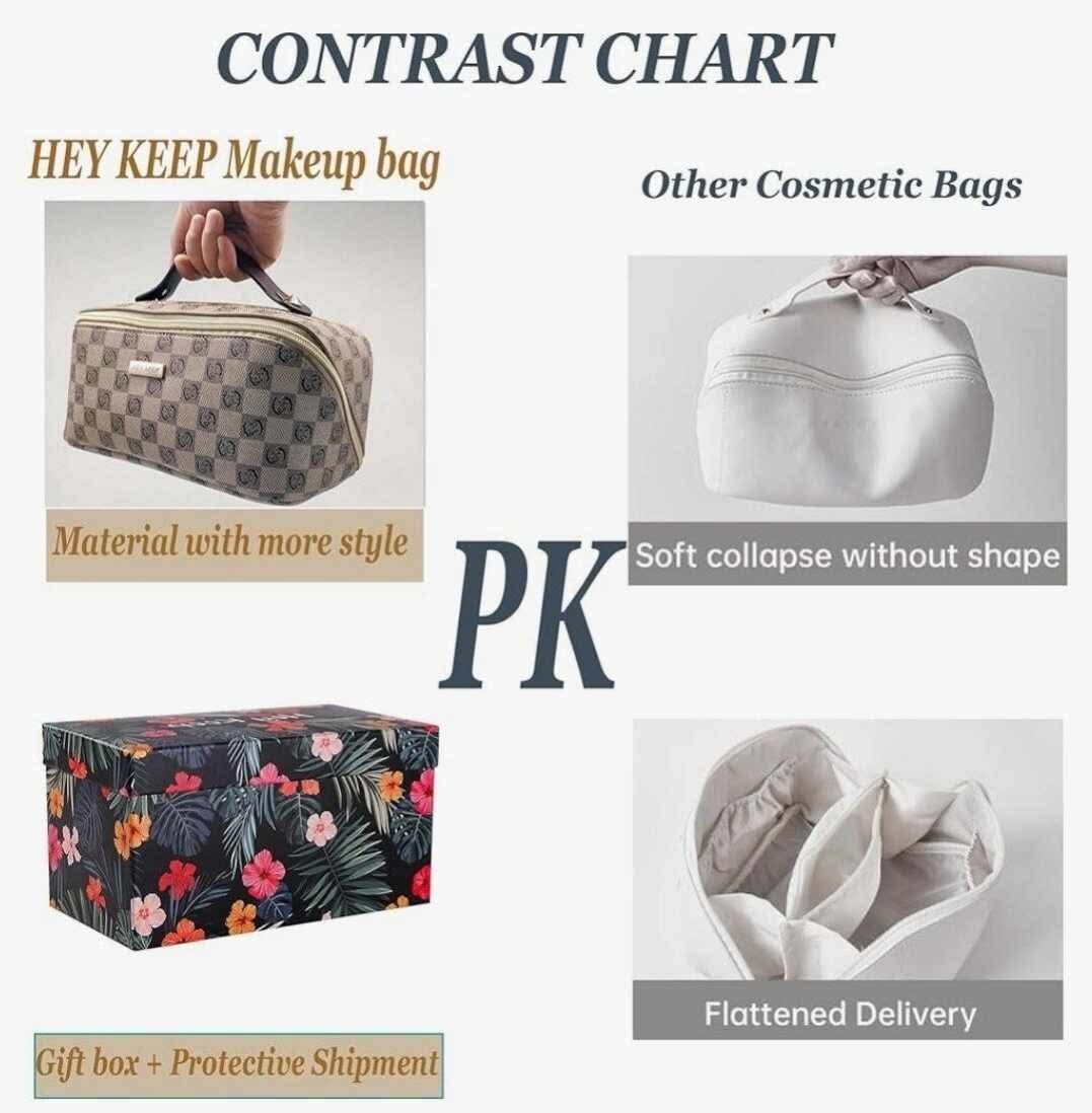 Makeup Bag & Jewelry Case Set, Large Travel Cosmetic Bags Waterproof Portable Pouch Open Flat Toiletry Bag Make up Organizer - Image 9
