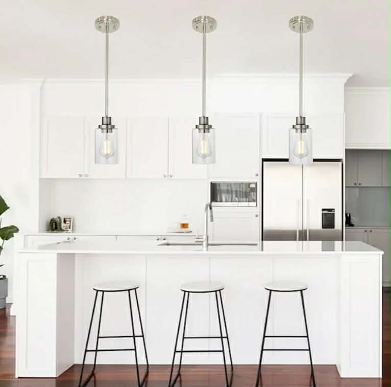 3 Pack Kitchen Island Pendant Lighting Brushed Nickel, Adjustable Height Hanging - Image 8