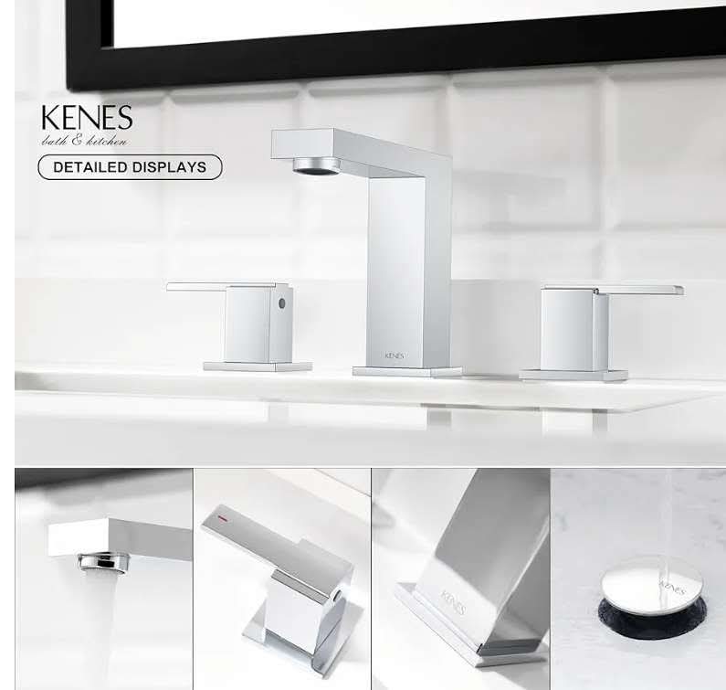 KENES Polished Chrome Widespread Bathroom Faucet 2 Handle Bathroom Sink Faucet 3 Hole, 8-Inch - Image 11