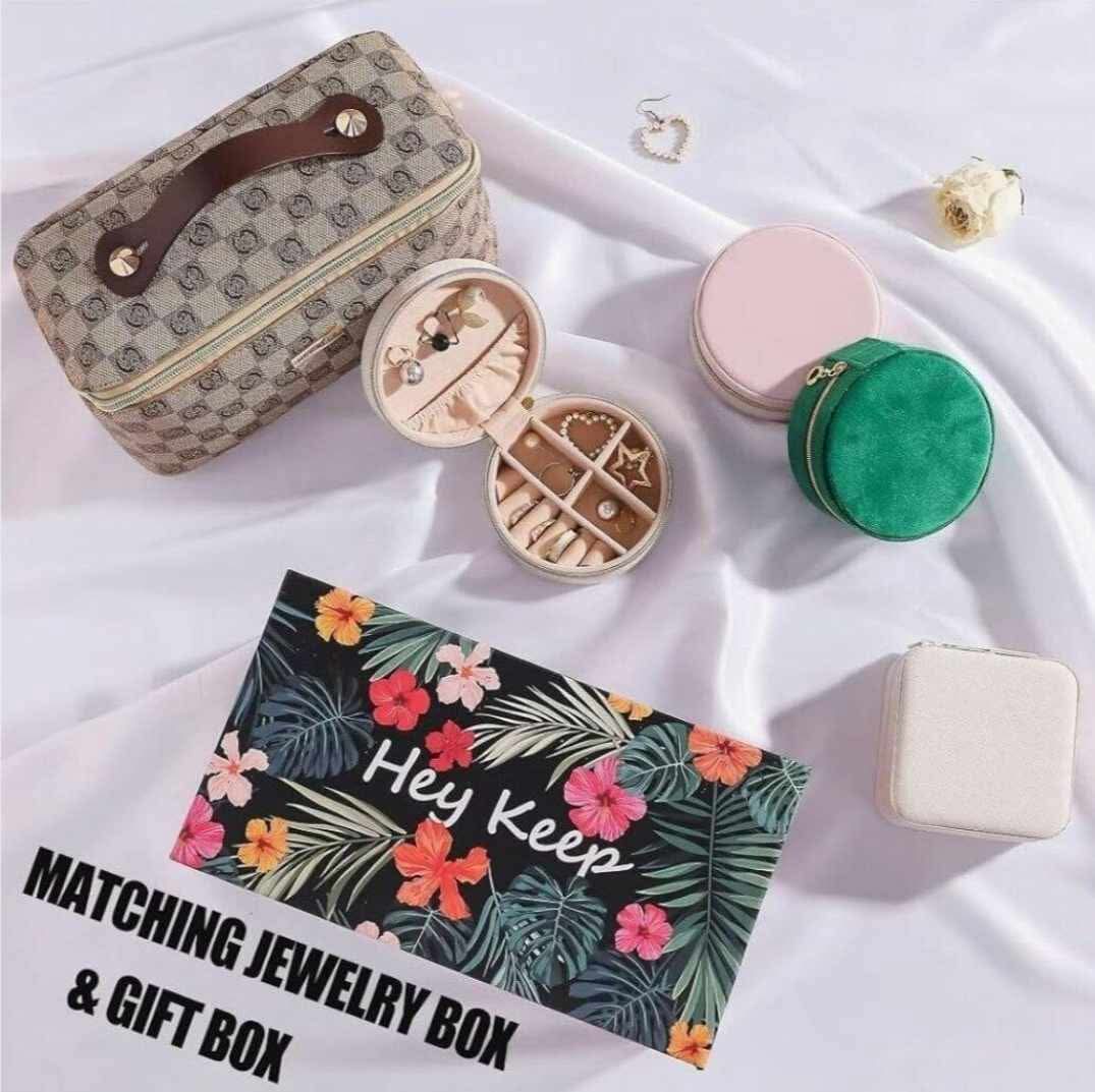 Makeup Bag & Jewelry Case Set, Large Travel Cosmetic Bags Waterproof Portable Pouch Open Flat Toiletry Bag Make up Organizer - Image 8