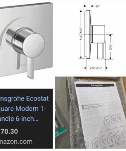 Alternative view of Hansgrohe Ecostat Square Modern Pressure Balance Shower Valve Trim in Chrome, 15724001