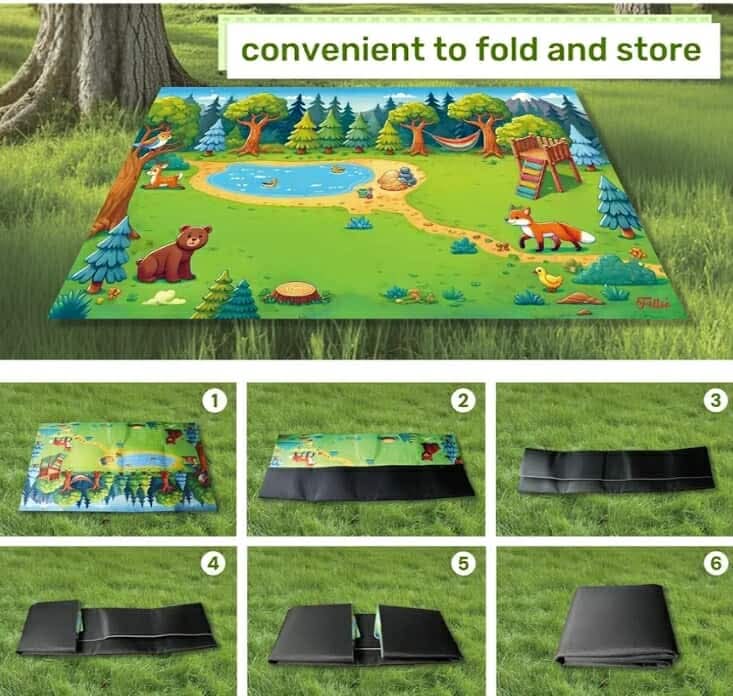 Thickened Extra Large Picnic Blanket, 70"x40" Waterproof Green Camping Mat for Beach, Park, Hiking - Foldable & Portable Outdoor Rug - Image 7