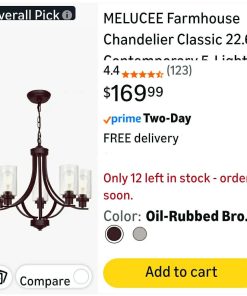 Alternative view of Farmhouse Chandelier Classic 22.6" Contemporary 5-Light Chandelier Lighting with Clear Glass Shade
