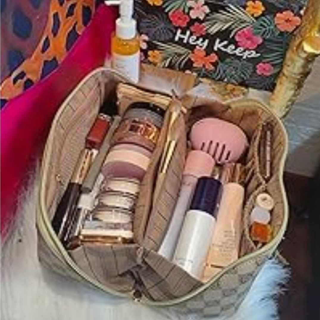 Makeup Bag & Jewelry Case Set, Large Travel Cosmetic Bags Waterproof Portable Pouch Open Flat Toiletry Bag Make up Organizer - Image 3
