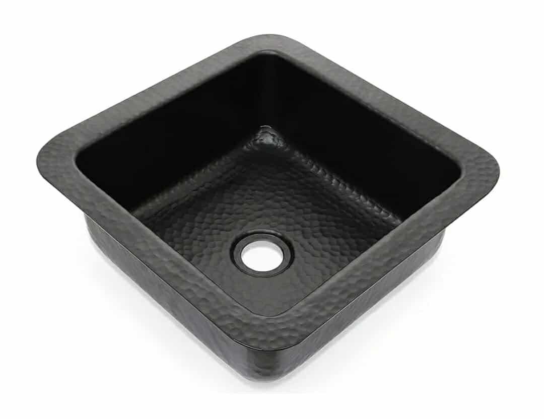 Monarch Abode 12-inch Hand Hammered Matte Black Aluminum Glasgow Dual Mount Drop in Bar Prep Sink, Drop in or Undermount Kitchen Sink, Single Dual Mount Bowl - Image 5