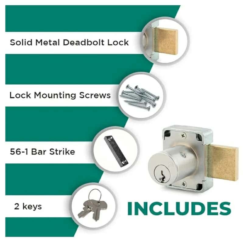 Deadbolt Lock | 7/8” Chrome Key US26D | NATL KA915 Easily Rekeyable Cabinet Door Lock, Keyed Alike | Grade 1 Door Locks with Keys - Image 8