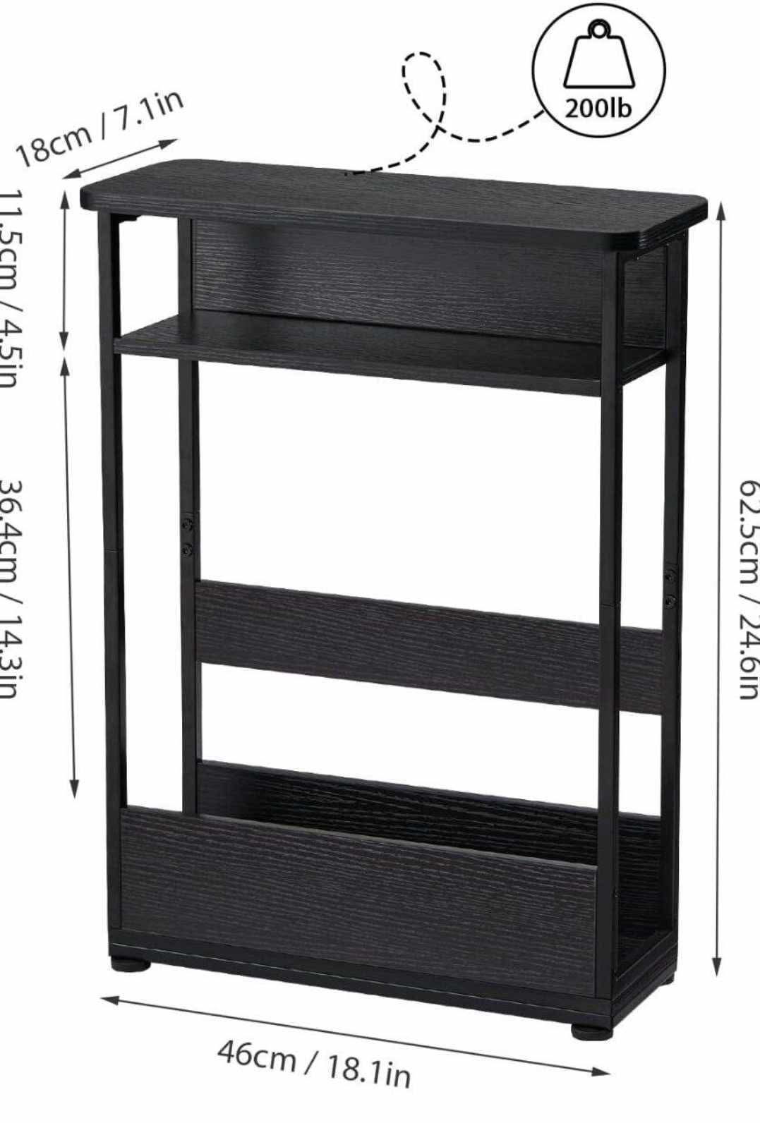 Vintage Narrow Side Table with Storage Shelf, 3 Tier Slim End Table Modern Sofa Table for Narrow and Small Spaces, 24.6 Inch Height Bedside Table - Image 11