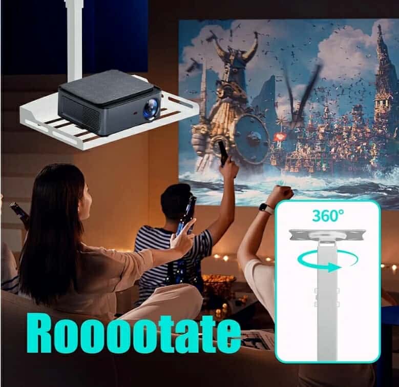 Universal Projector Ceiling Mount with Tray, Projector Mount Hidden Cable Routing, Height Adjustable up to 22.8 inches, Holds up to 11 lbs - White - Image 9