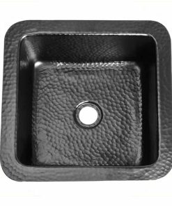 Monarch Abode 12-inch Hand Hammered Matte Black Aluminum Glasgow Dual Mount Drop in Bar Prep Sink, Drop in or Undermount Kitchen Sink, Single Dual Mount Bowl