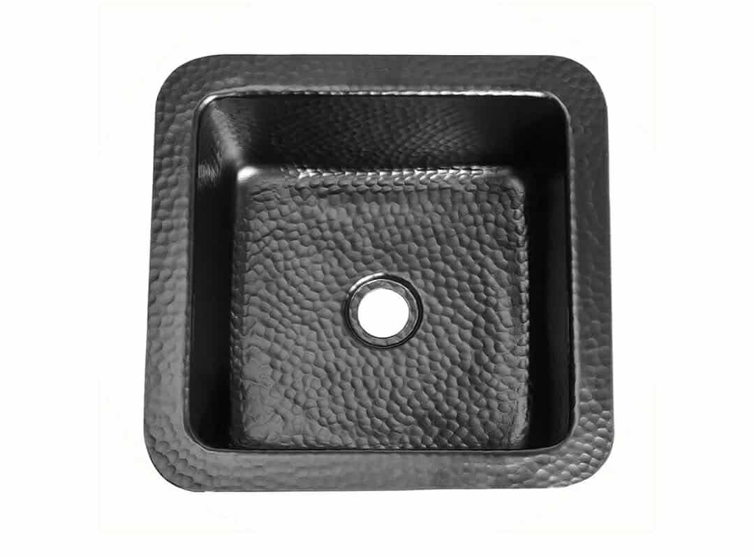 Monarch Abode 12-inch Hand Hammered Matte Black Aluminum Glasgow Dual Mount Drop in Bar Prep Sink, Drop in or Undermount Kitchen Sink, Single Dual Mount Bowl