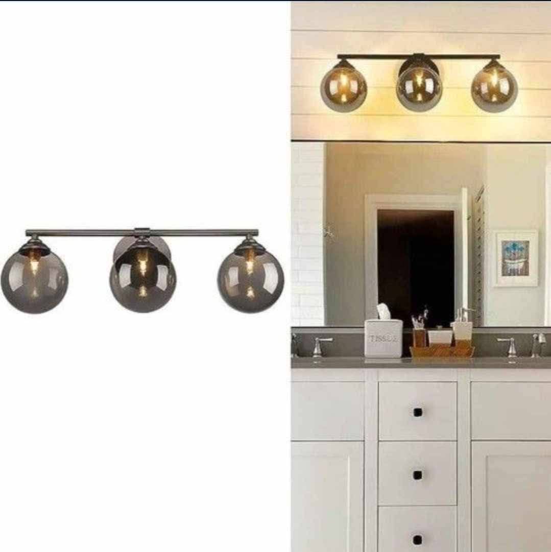 3-Light Vanity Light 21.26 Inch, Oil Rubbed Bronze Finish with Globe Glass Shade - Image 4