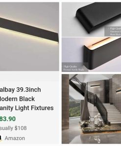 Alternative view of Ralbay 39.3inch Modern Black Vanity Light Fixtures LED Bathroom Wall Light Up and Down Bathroom Lighting Fixtures Warm White Light 3000K