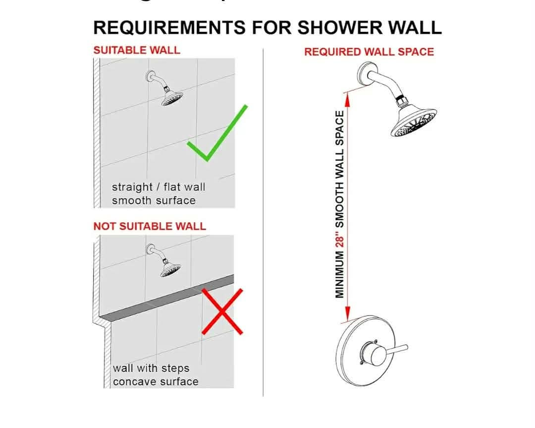 Handheld Showerhead & Rain Shower Combo for Easy Reach, 27.5" Drill-free Stainless Steel Slide Bar, 5”of 5-setting Handheld Shower and Showerhead, with 5ft Hose - Polished Chrome - Image 7