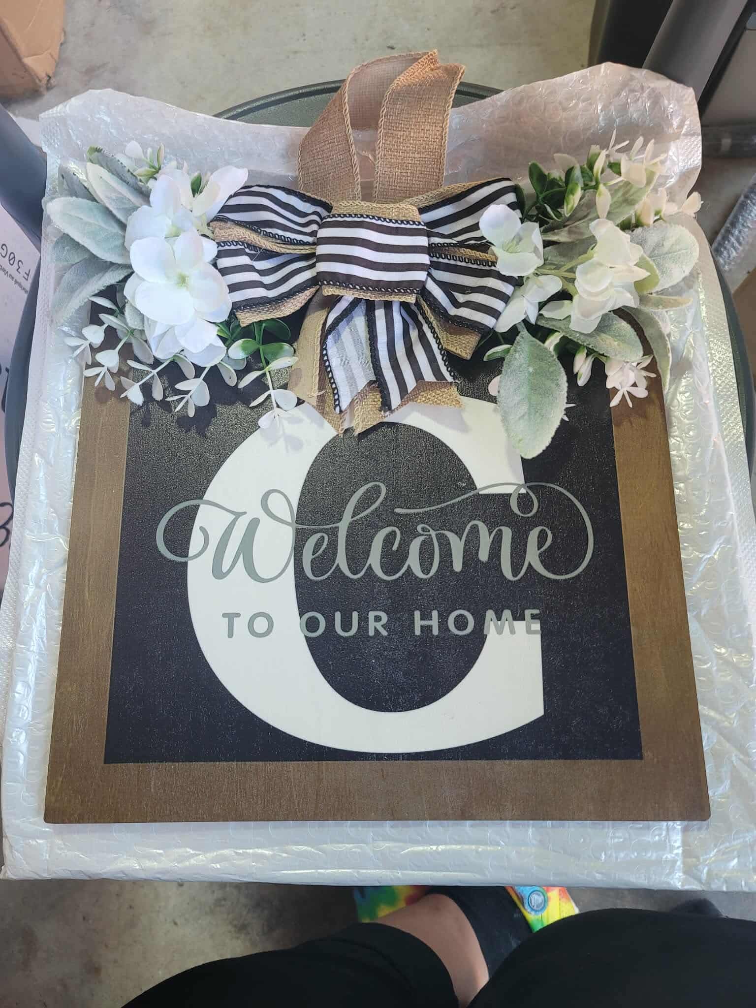 Last Name Year Round Front Door Wreath Front Porch Decoration 26 Letter Welcome Sign with Eucalyptus Garland and Bow Spring Wreaths for Front Door Outside Hanger Garland(C) - Image 6