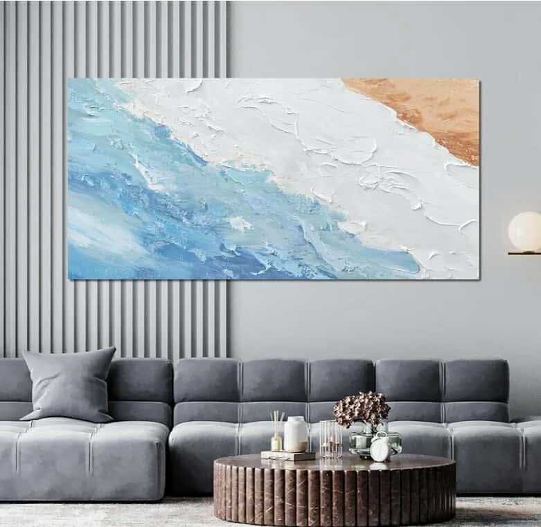 Large Modern Abstract Wall Art Prints White Blue Aesthetic Wall Art Artwork for Walls Home Office Wall Decor 29"X58" - Image 6