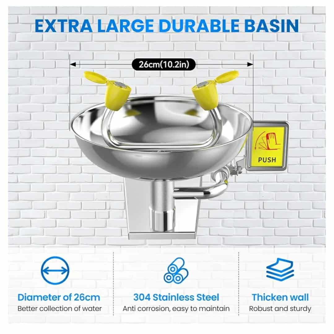 Wall-Mounted Emergency, Portable First Aid Eyewash Station Eye Irrigation Sign, 304 Stainless Steel OSHA Apporoved - Image 8