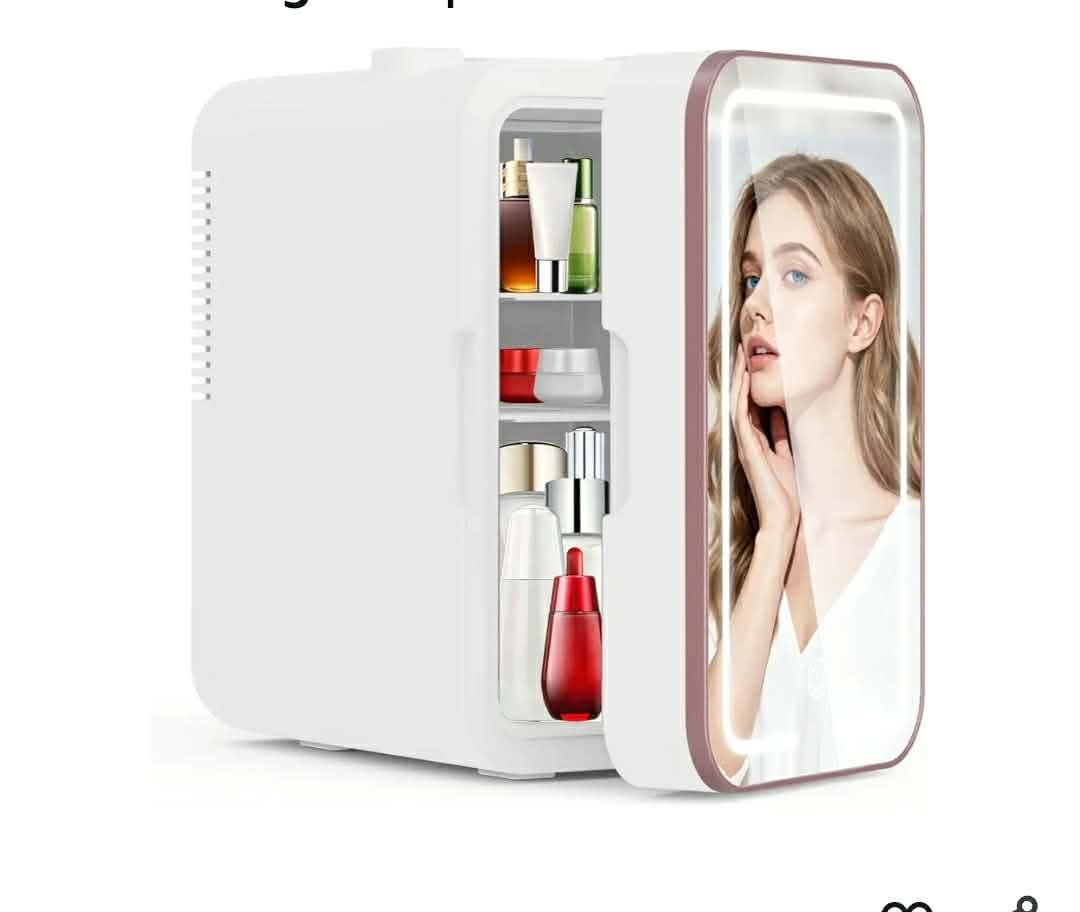 Mini Fridge for Bedroom, 6L Skincare Fridge with Dimmable LED Light Mirror