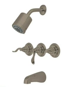 Kingston Brass KB8238NFL NuvWave French Tub & Shower Faucet with Three Handle, Brushed Nickel