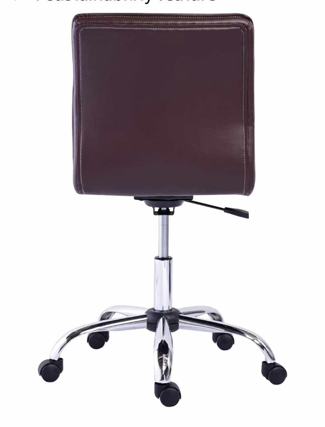 Modern Armless Office Desk Chair, Height Adjustable, 360-Degree Swivel, 275Lb Capacity, Brown/Chrome - Image 5