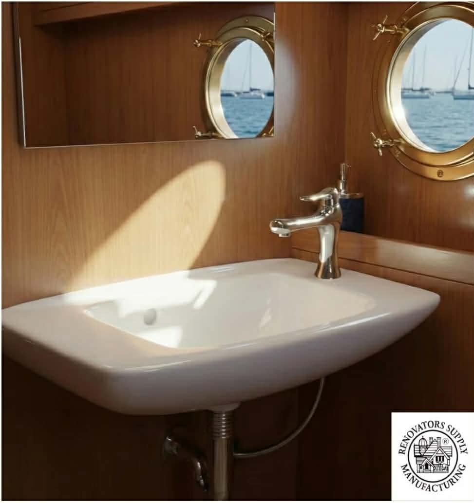 Small Wall Mount Sink, Renovators Supply Edgewood 20" Wide White Grade A Vitreous China Rectangular Small Porcelain Floating Bathroom Vessel Sink - Image 9
