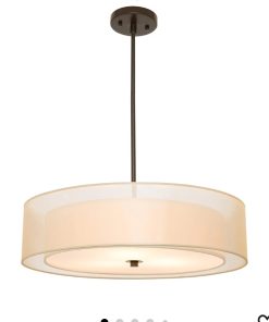 3-Light Drum Chandeliers, 20" Pendant Light Fixture with 2-Layer Fabric Shade E26 Bases, Adjustable Swivel Joint Hanging Light Fixture