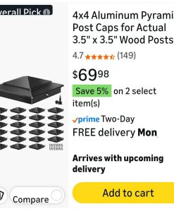 Alternative view of 24pk 4x4 Aluminum Pyramid Post Caps for Actual 3.5" x 3.5" Wood Posts, Heavy-Duty Fence Post Caps Cover