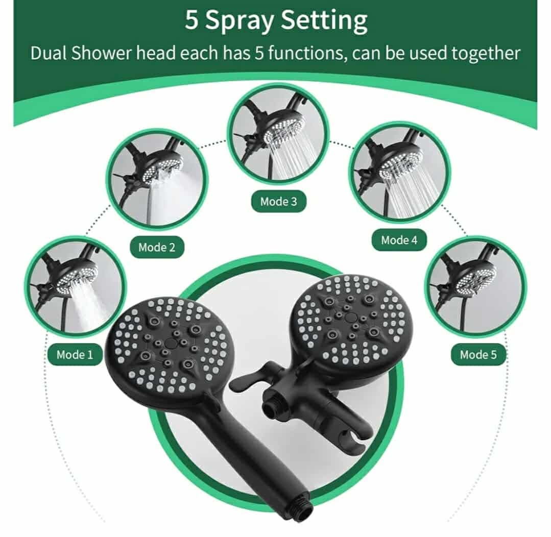 2 Handles Tub Shower Faucet Set Shower System with Tub Spout Bathtub Faucet Set Shower Tub Combo Set Complete Tub and Shower Trim Kit Matte Black - Image 7