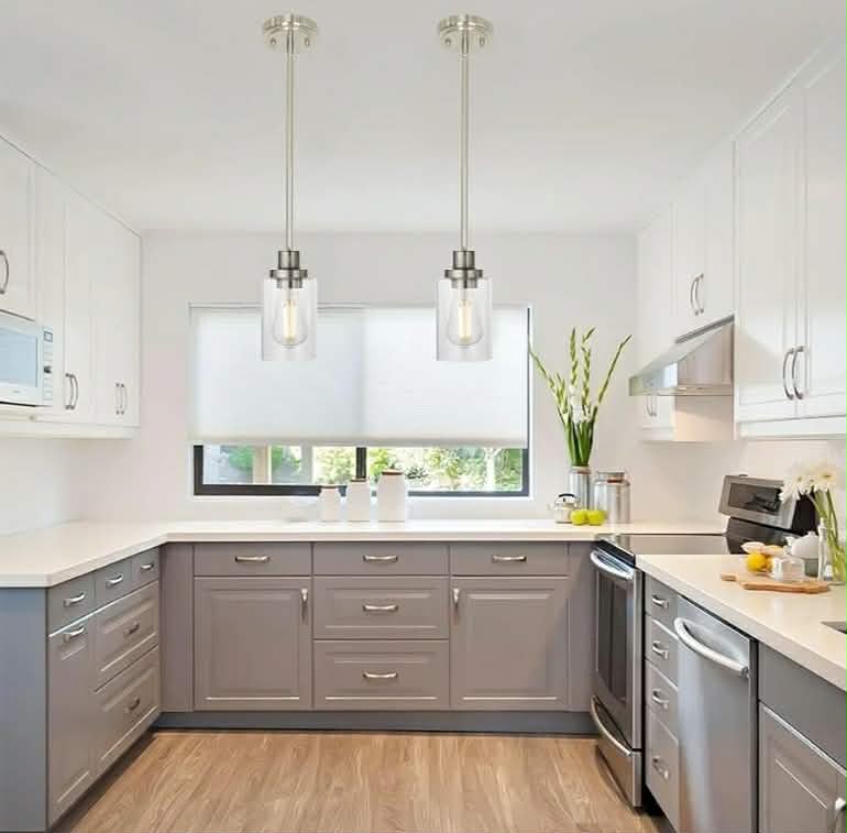 3 Pack Kitchen Island Pendant Lighting Brushed Nickel, Adjustable Height Hanging - Image 10