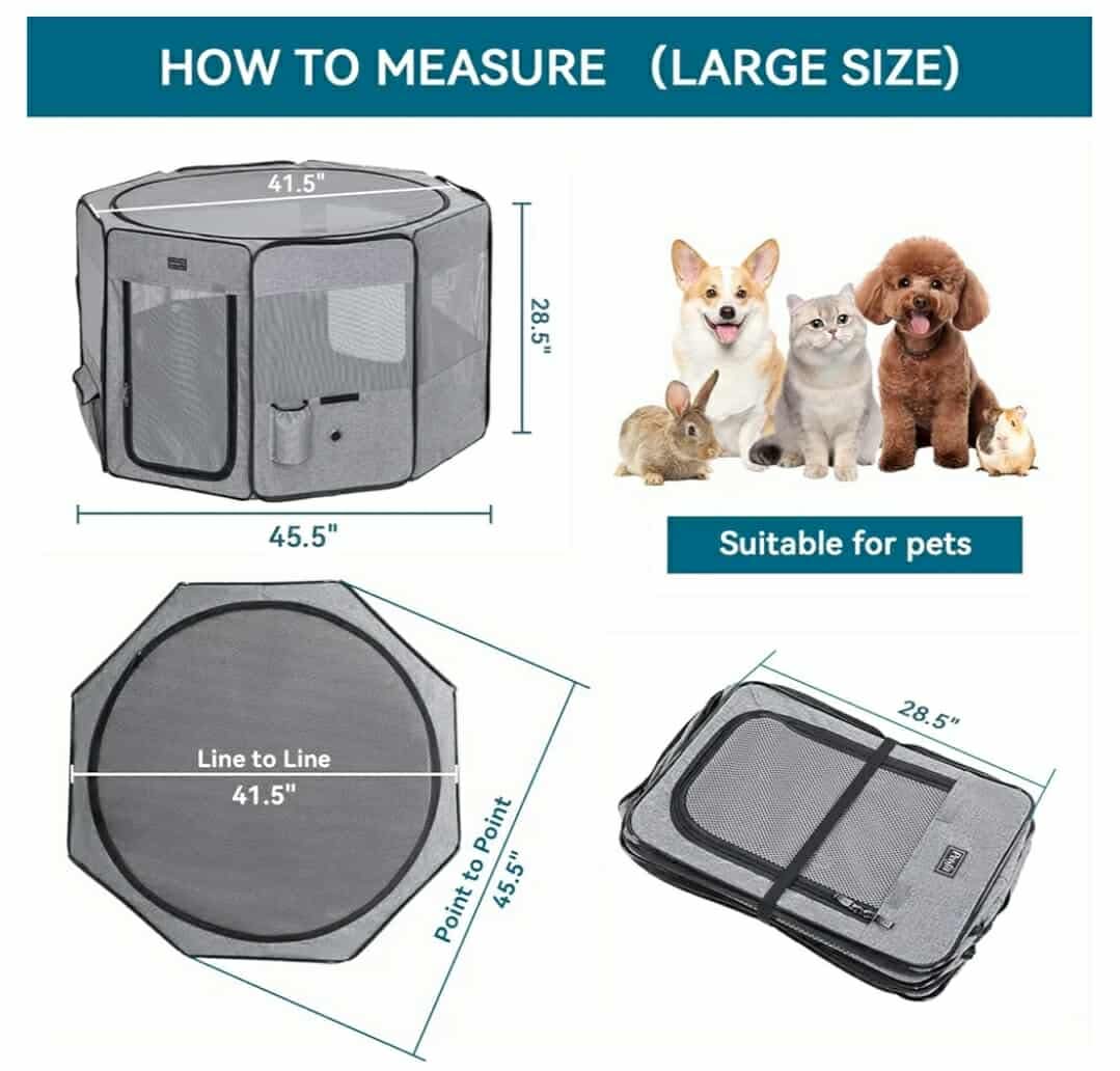 Portable Dog Playpen for Large Dogs Cats with Water Bottle Holder and Carrying 4 - Image 7
