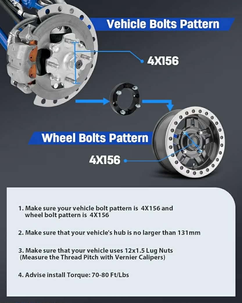 4X156 Wheel Spacers Lug Centric 1.5" 4 Lug for 2013-2022 for Polaris Ranger 2014-2022 for Polaris RZR XP 1000 - Image 7