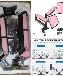 Alternative view of Dual Monitor Desk Mount, Adjustable Gas Spring Monitor Stand for 17-32 Inch Computer Screen, Mount with Clamp and Grommet Mounting Base, Each Arm Holds 4.4-17.6 lbs, Pink