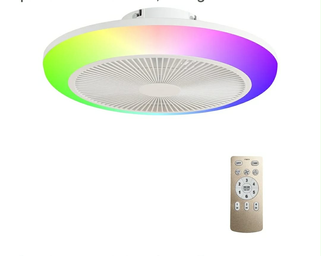 18'' Bladeless Ceiling Fan with RGB LED Light, Low Profile Flush Mount Ceiling Fan - Image 9