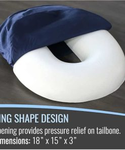 Alternative view of Seat Cushion Donut Pillow and Chair Pillow for Tailbone Pain Relief, Hemorrhoids, Prostate, Pregnancy, Post Natal, Pressure Relief and Surgery, 18 x 15 x 3, Navy