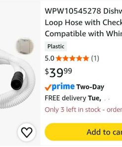 Alternative view of WPW10545278 Dishwasher Drain Loop Hose with Check Valve