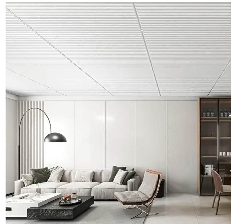 12-Pack Slat Design 3D Wall Panels for Interior Wall Decor, 2x4 FT PVC Decorative Drop Ceiling Tiles - White - Image 6